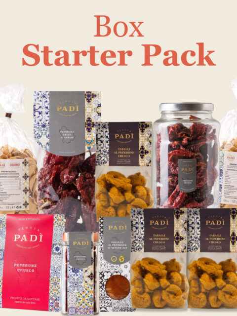 Box Starter Pack Gourmet Peperone Crusco di Senise IGP | Delizie Lucane con Peperoni Cruschi, Pasta, Polvere Zafaran e Taralli